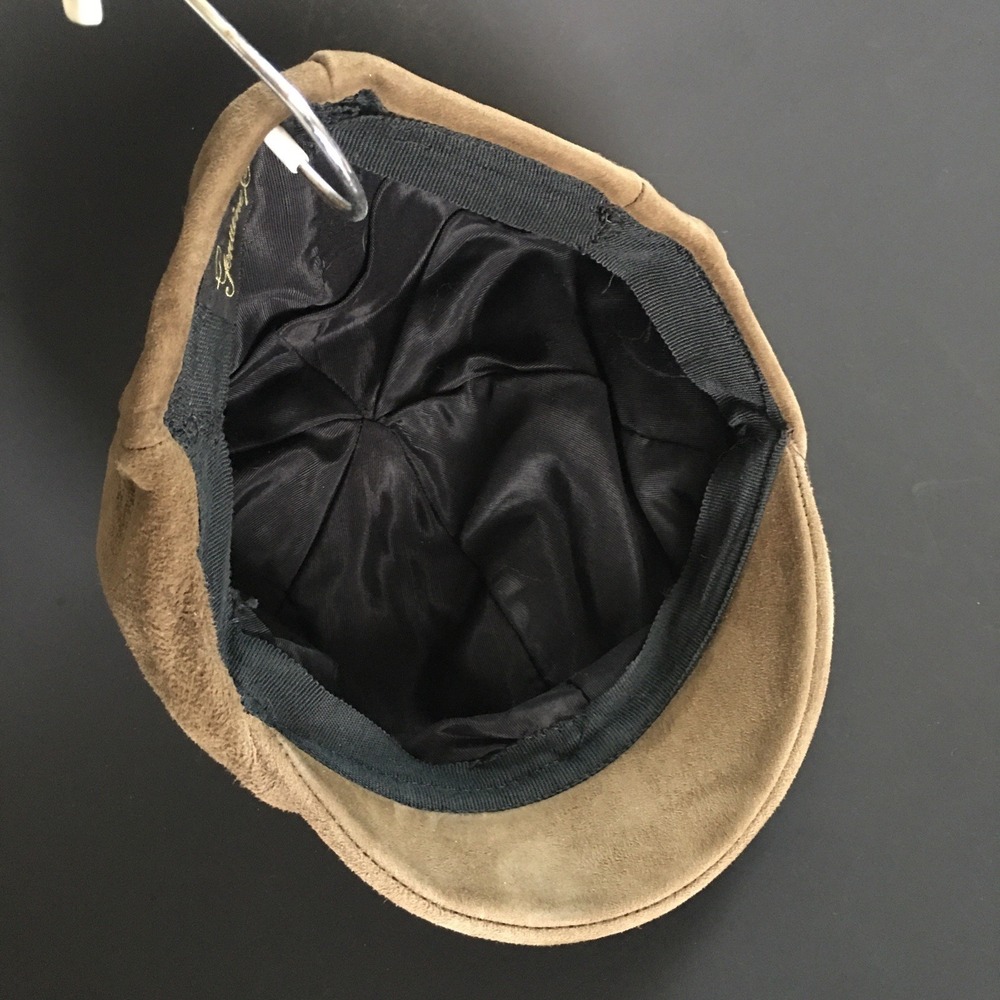 Genuine Suede Newsboy Cap Hat Unisex Tan Baker Boy Cabbie 70s Biker Moto Newsie - Picture 6 of 12
